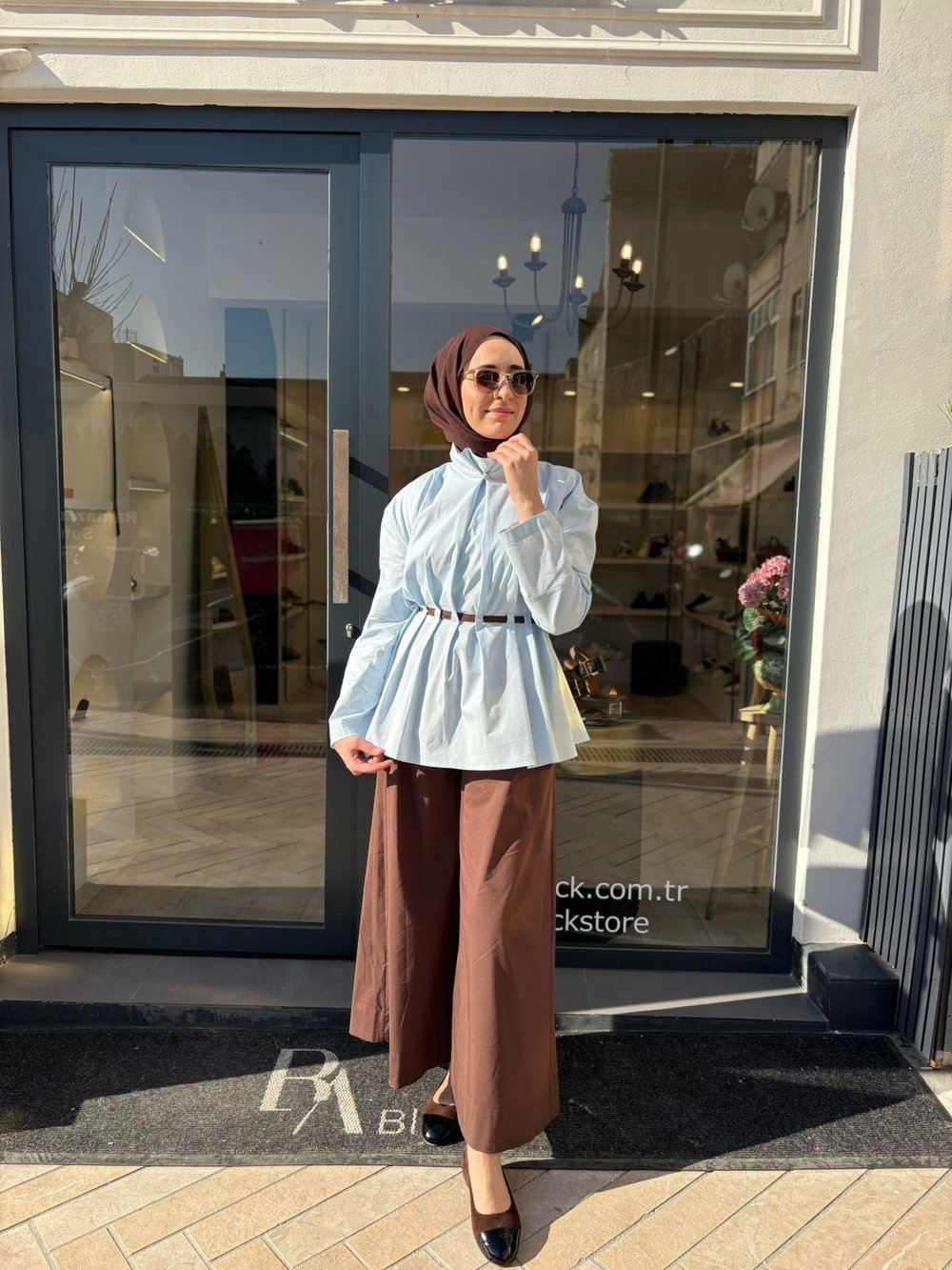 2601-3019 Belden Detaylı Kadın Tunik Mavi