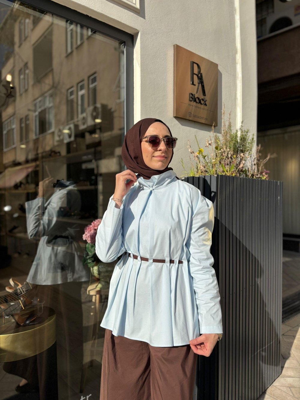 2601-3019 Belden Detaylı Kadın Tunik Mavi