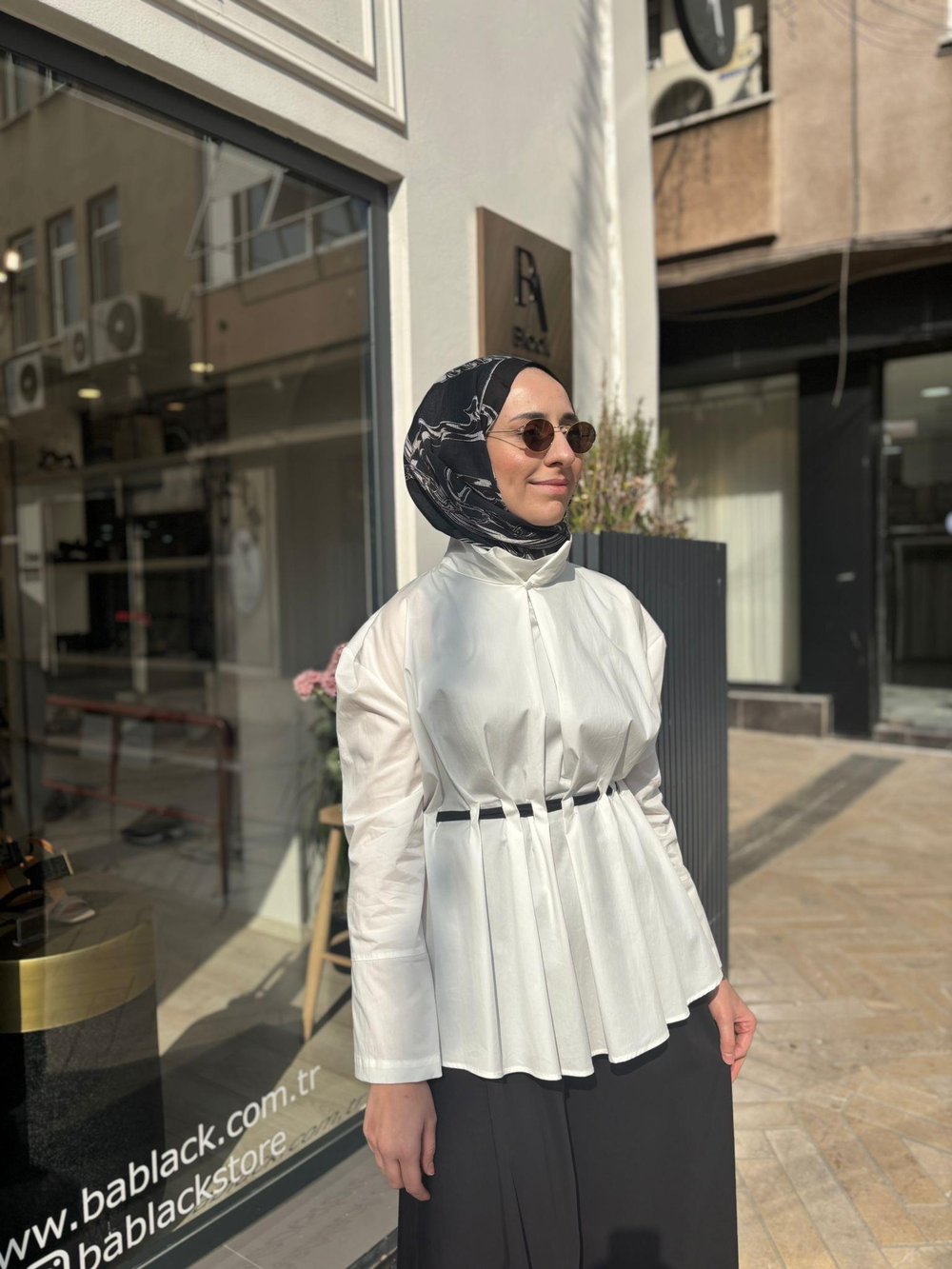 2601-3019 Belden Detaylı Kadın Tunik Siyah