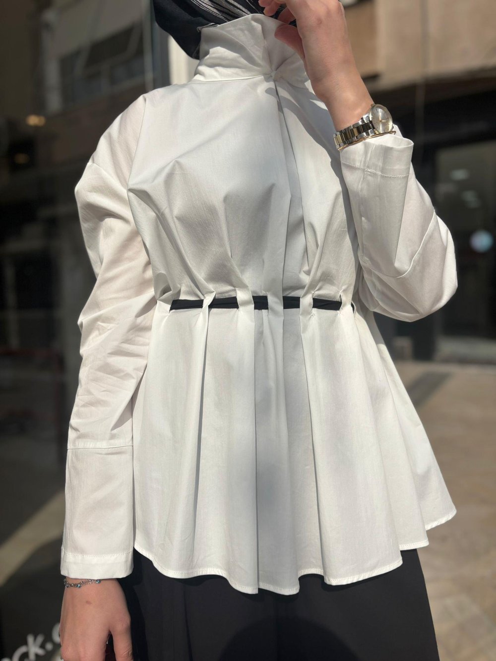 2601-3019 Belden Detaylı Kadın Tunik Siyah