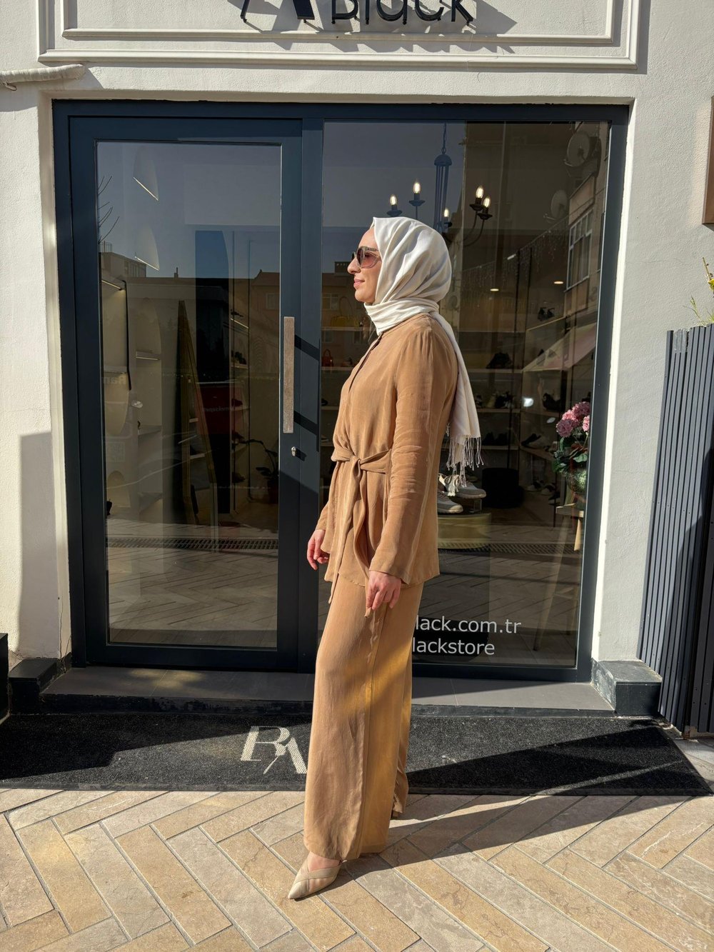 2601-3037 Bağlama Detay Kadın Takım Camel