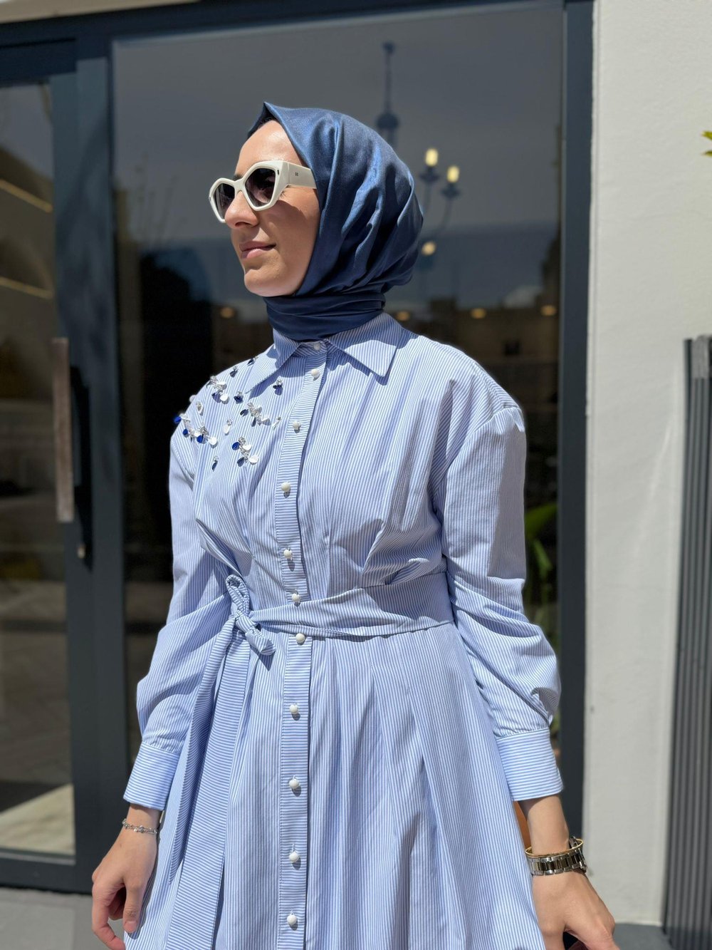 2601-5048 Detaylı Kadın Elbise Mavi