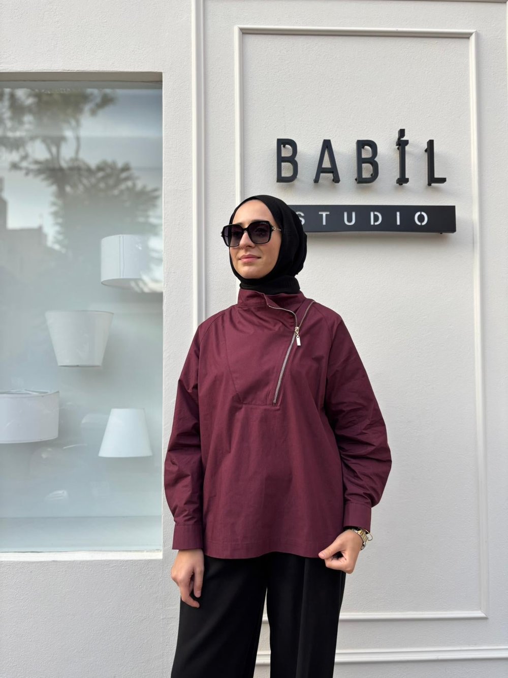 26FW208 Fermuarlı Kadın Bluz Bordo