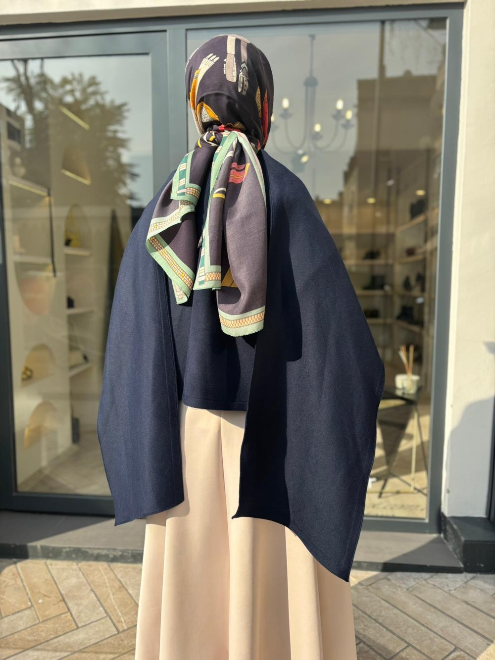 26FW230 Atkı Detay Kadın Bluz Lacivert