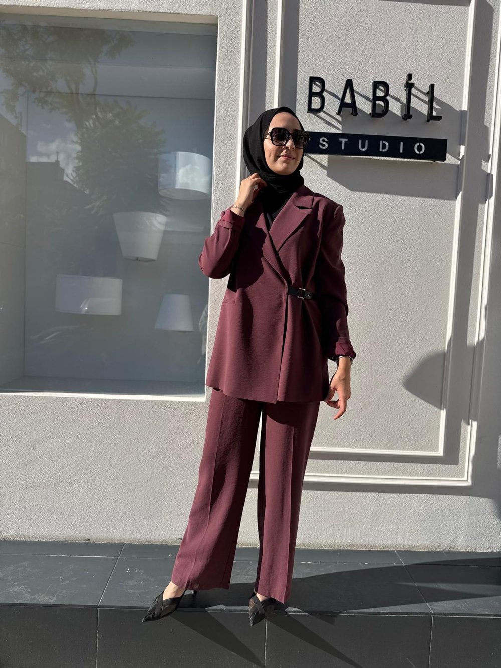 26FW319 Kumaş Kadın Pantolon Bordo