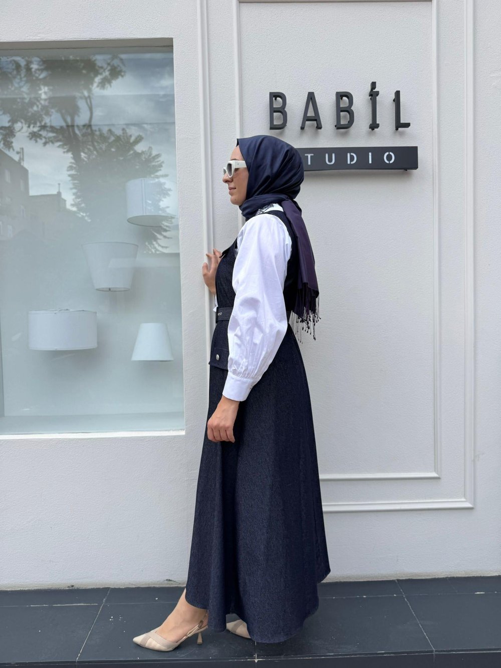 26FWELB0002 Düğme Detaylı Kadın Elbise Lacivert