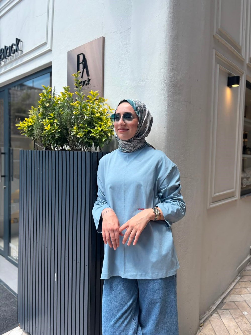 26SS216 Nakışlı Kadın Sweat Mavi