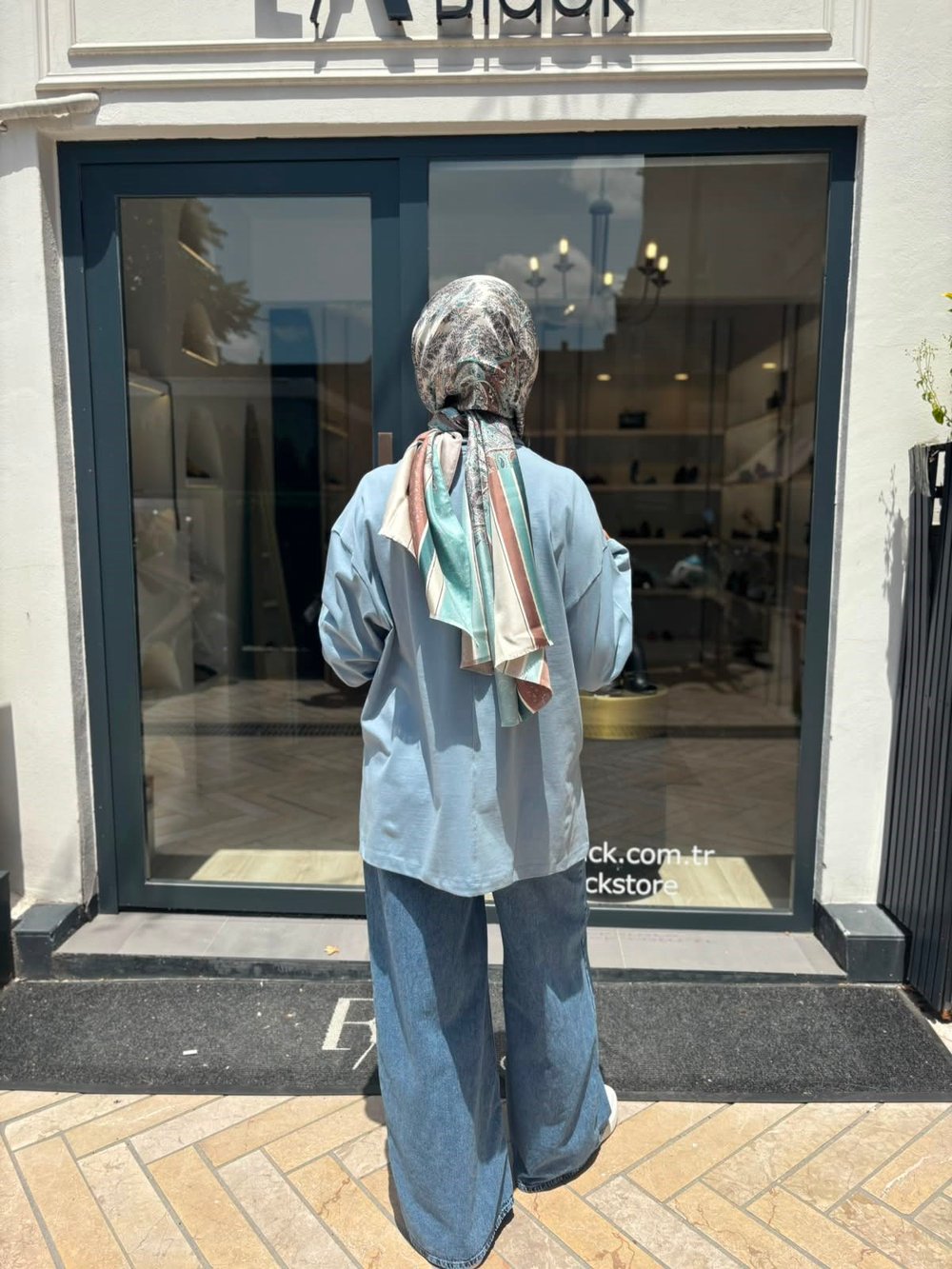 26SS216 Nakışlı Kadın Sweat Mavi