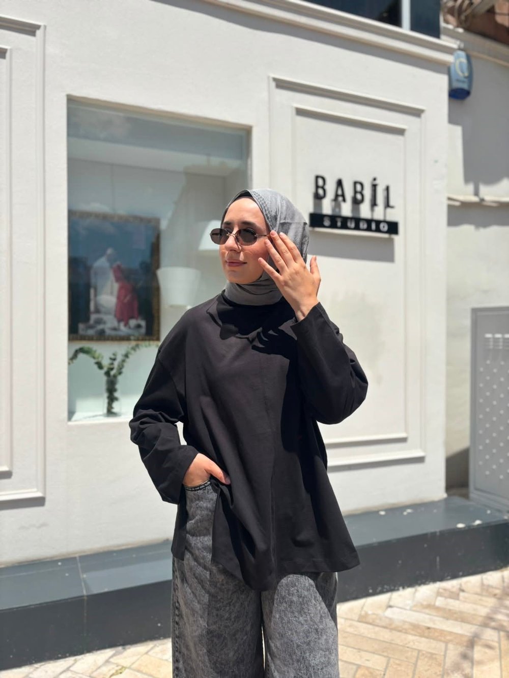 26SS216 Nakışlı Kadın Sweat Siyah