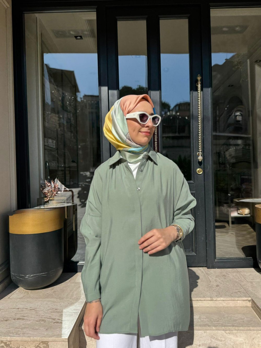 26SS233 Yarasa Kol Kadın Gömlek Mint