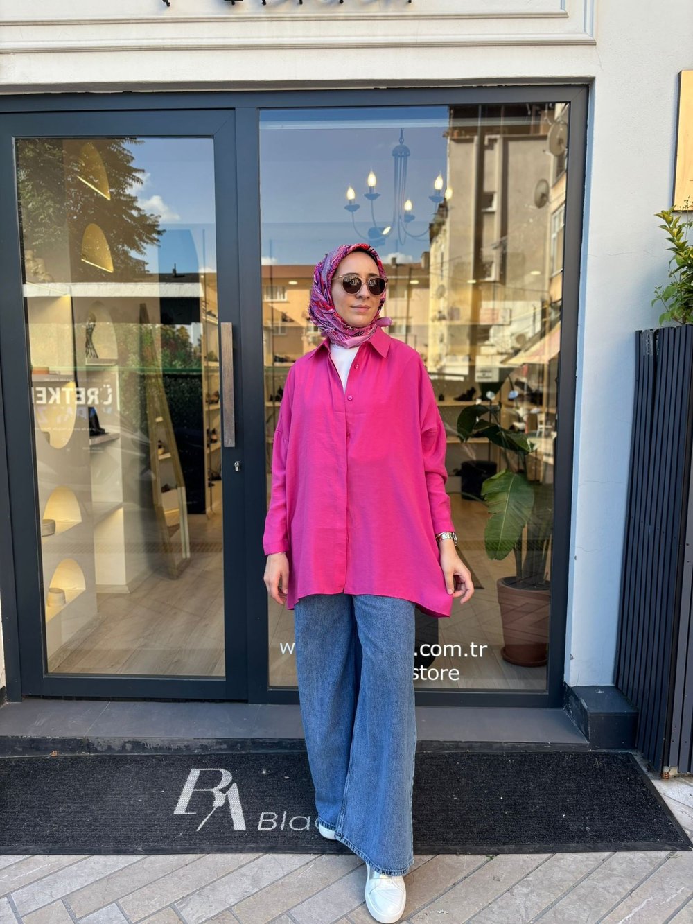26SS233 Yarasa Kol Kadın Gömlek Pembe