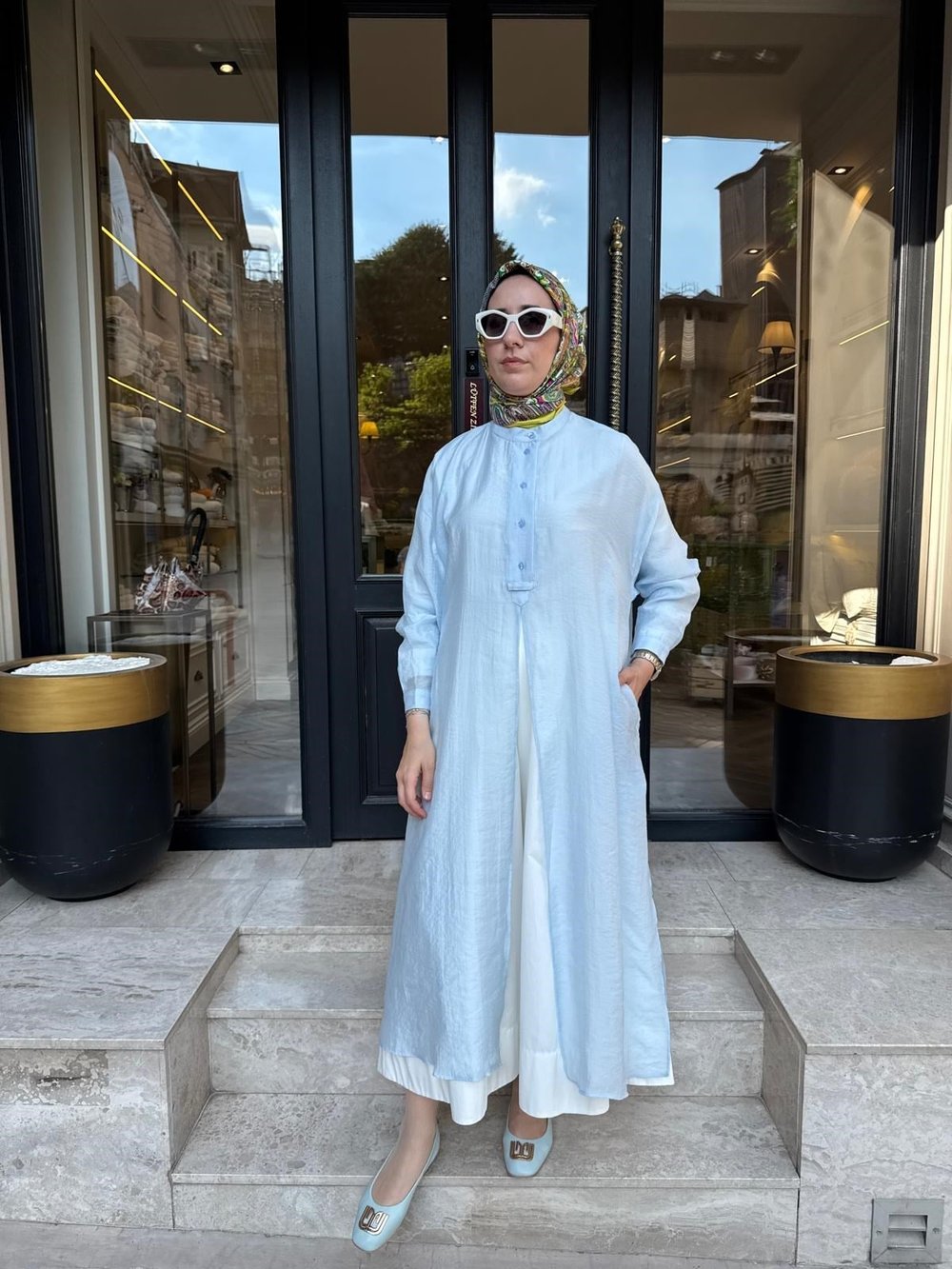 26SS243 Lina Kadın Tunik Düz Bebe Mavi