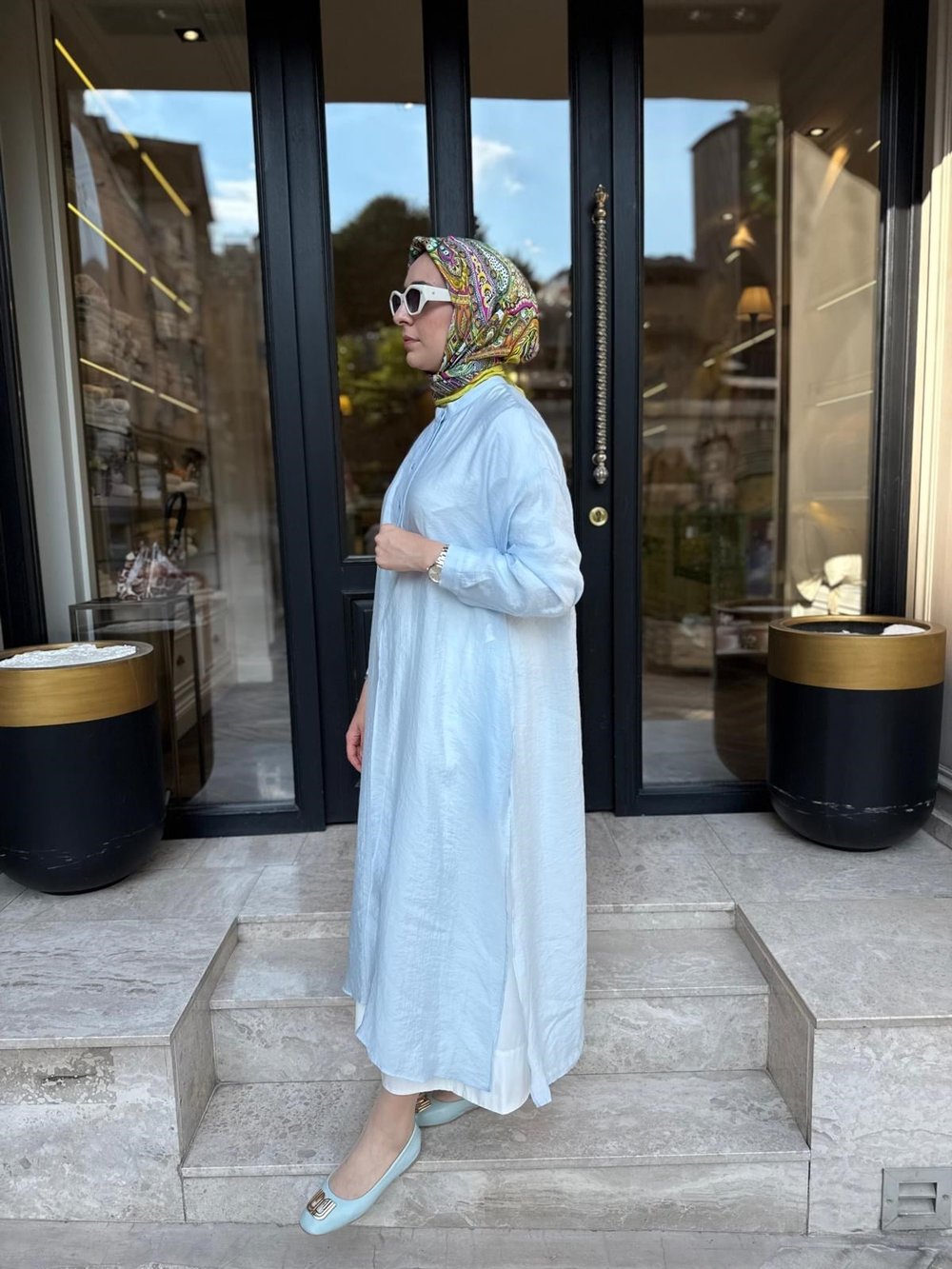 26SS243 Lina Kadın Tunik Düz Bebe Mavi