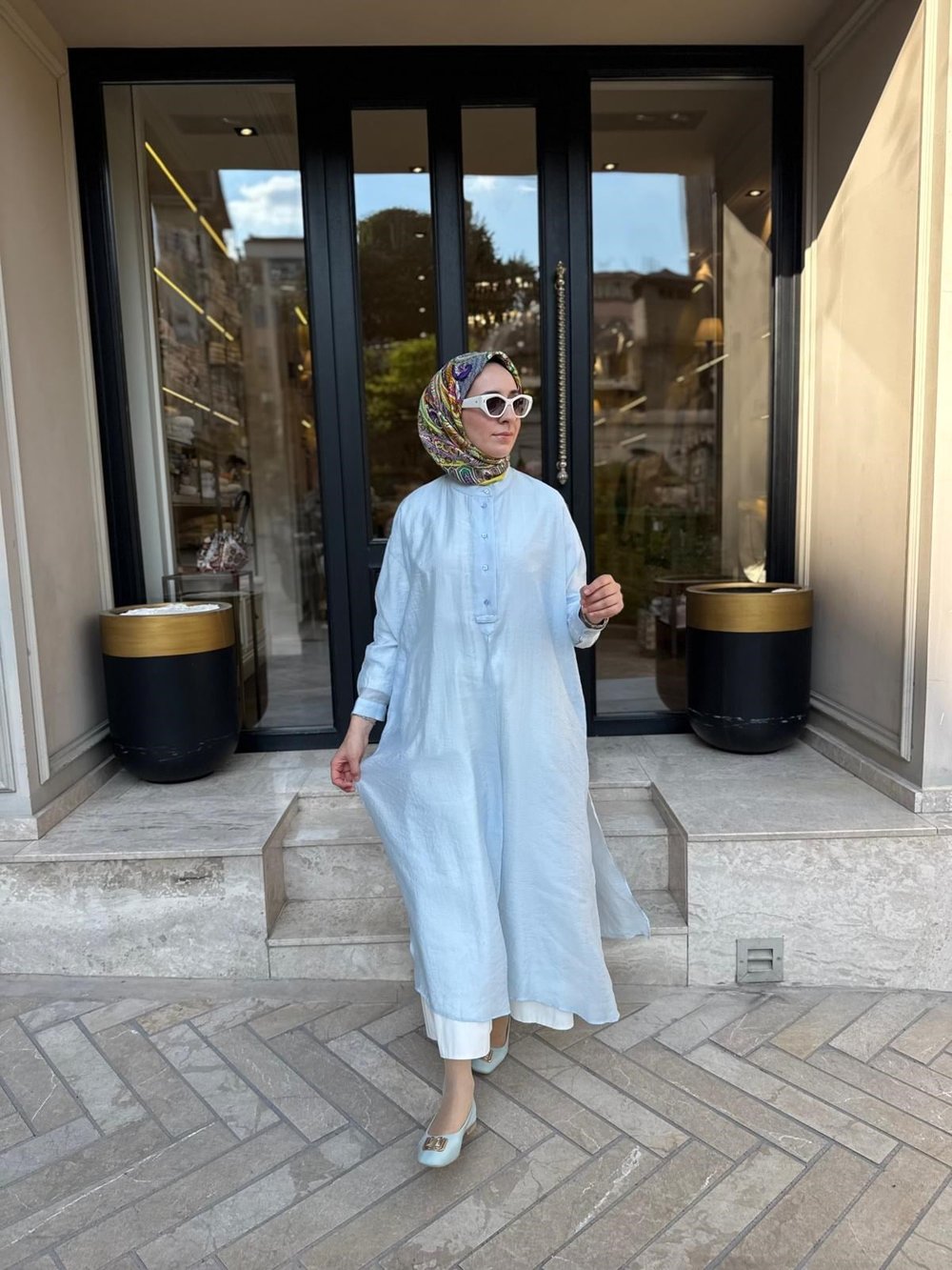 26SS243 Lina Kadın Tunik Düz Bebe Mavi