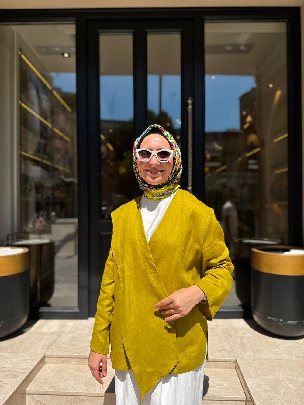 26SS619 Elix Linen Kadın Kimono Hardal Sarısı