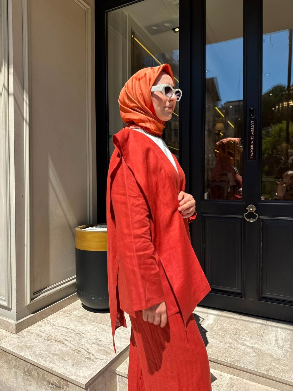 26SS619 Elix Linen Kadın Kimono Kiremit