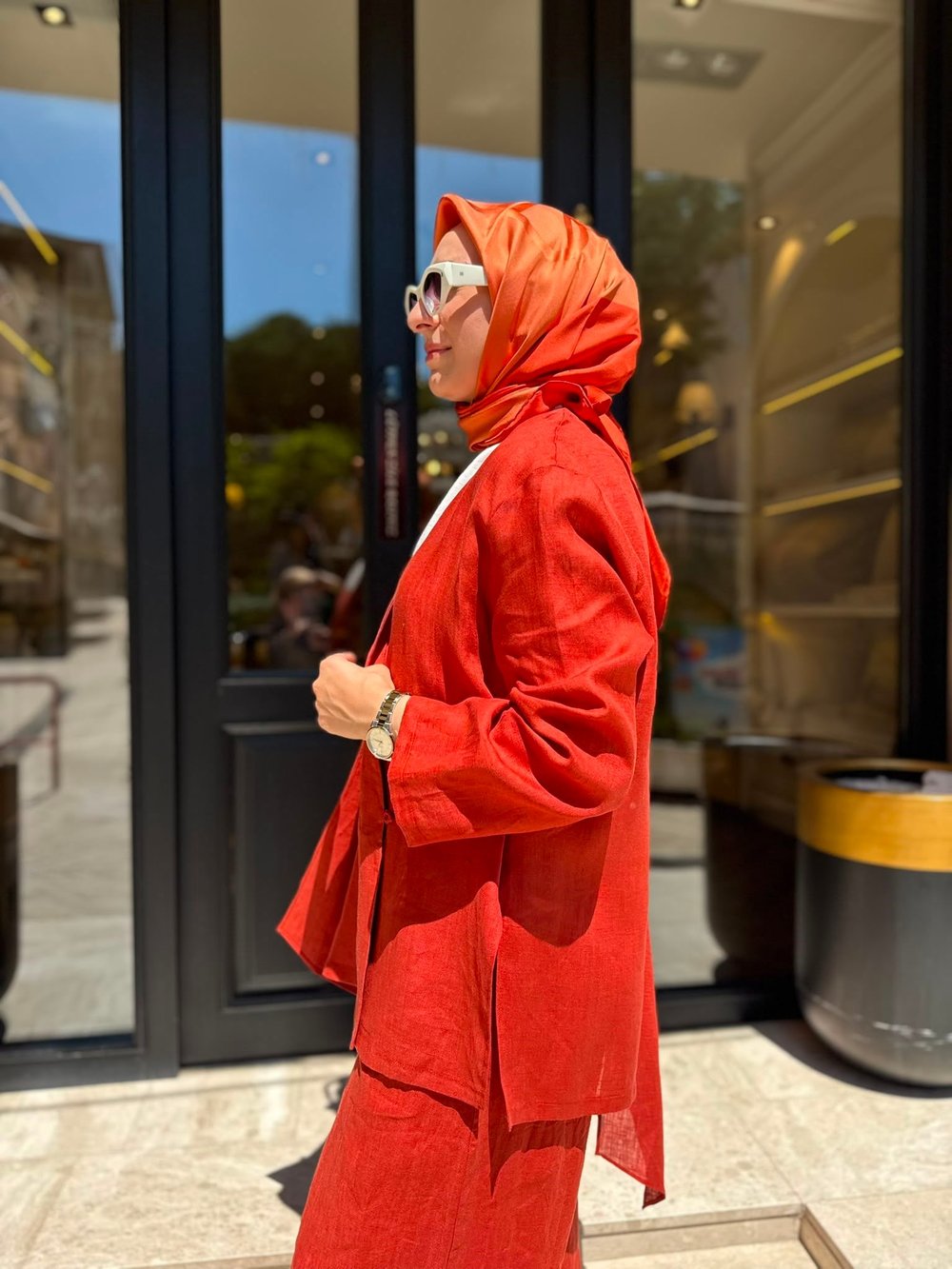 26SS619 Elix Linen Kadın Kimono Kiremit