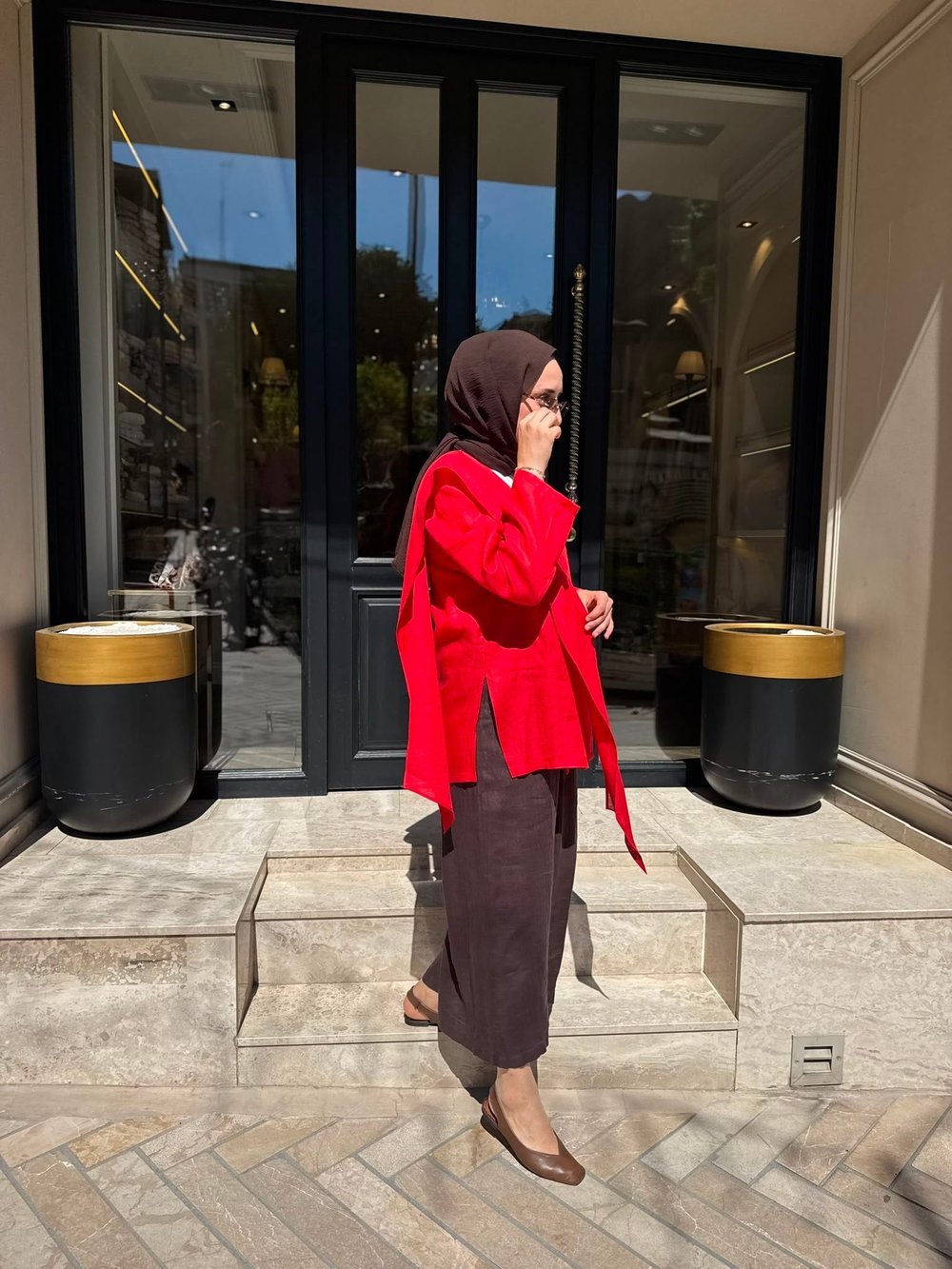 26SS619 Elix Linen Kadın Kimono Kırmızı