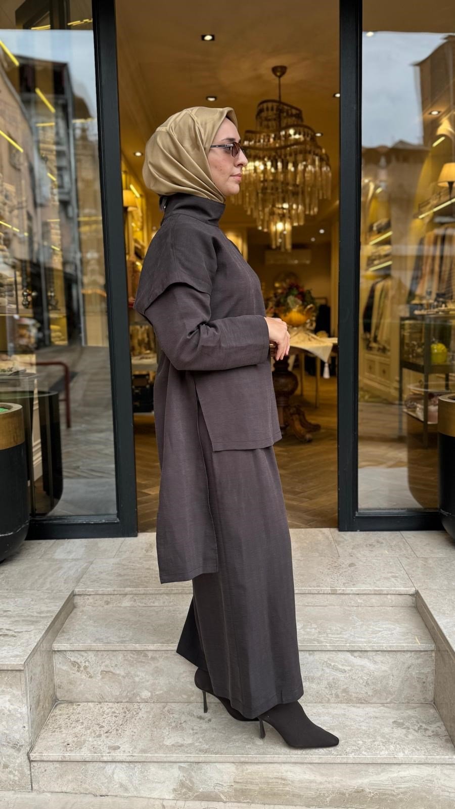 27FW208 Bağcık Detay Kadın Takım Kahve