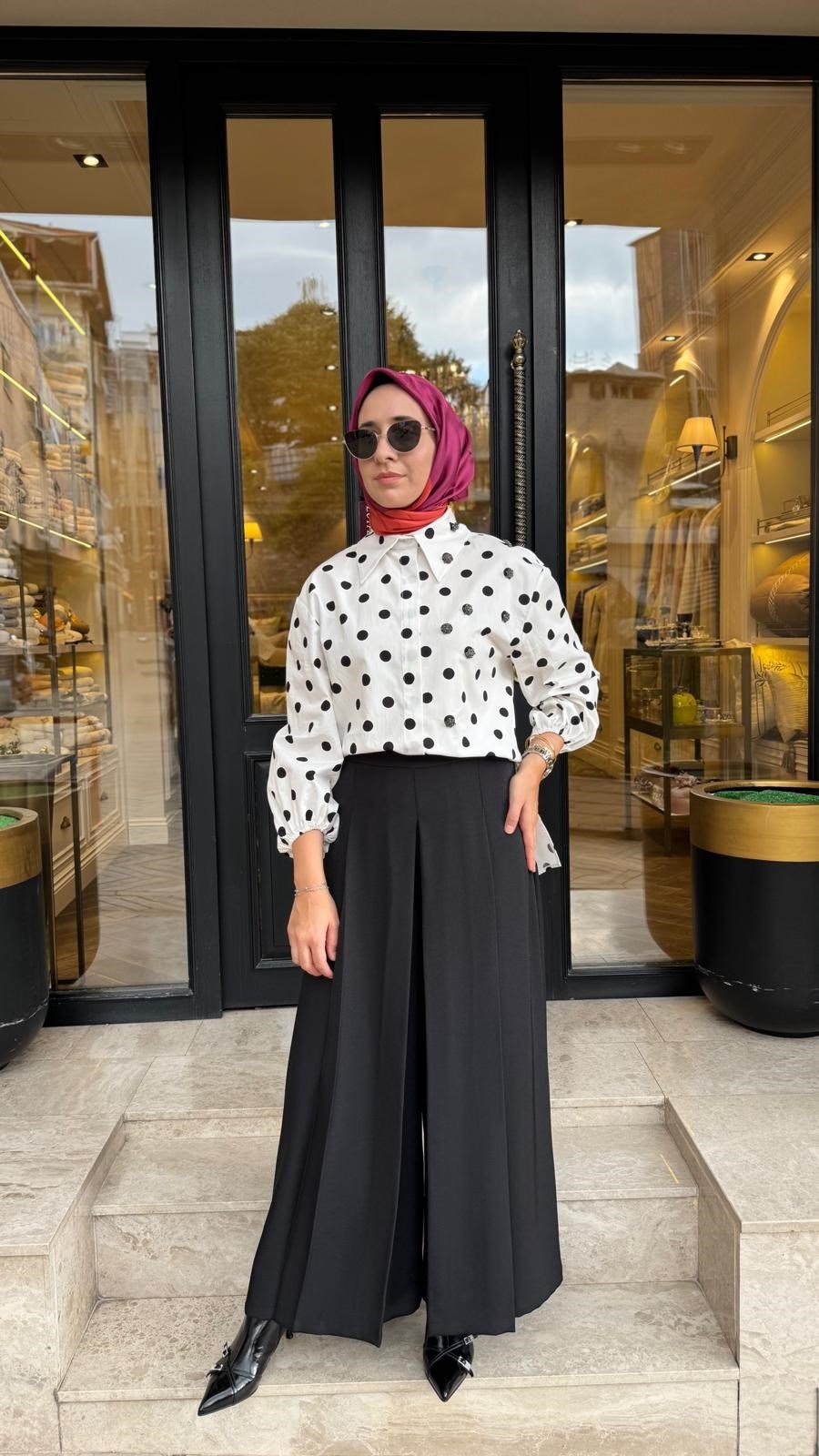 27FWGOM0009 Catherine Kadın Gömlek Puantiyeli