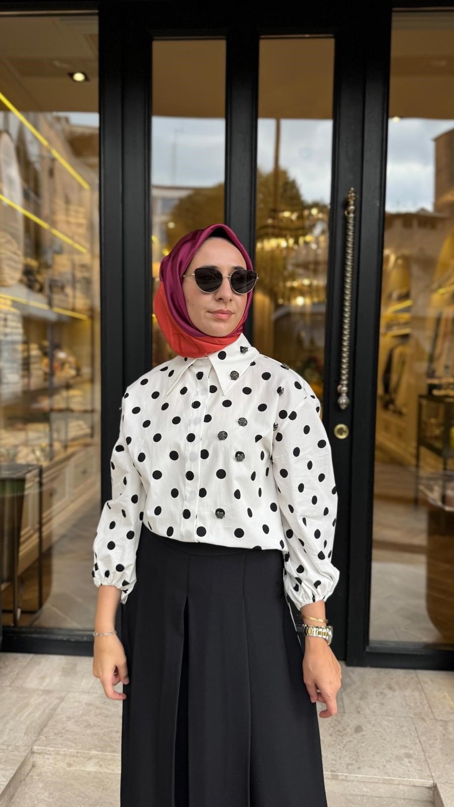 27FWGOM0009 Catherine Kadın Gömlek Puantiyeli