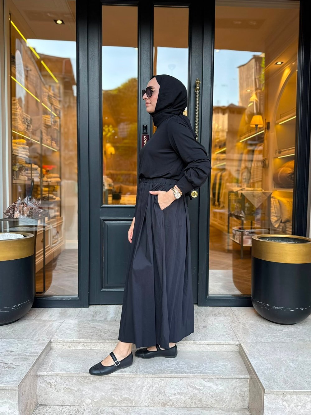 303906 Paraşüt Detay Kadın Elbise Siyah