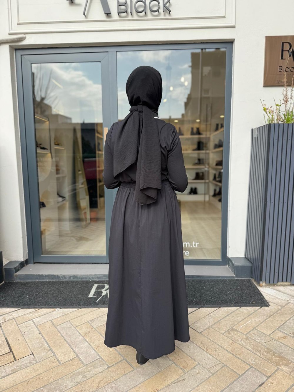 303907 Yaka Detay Kadın Elbise Lacivert