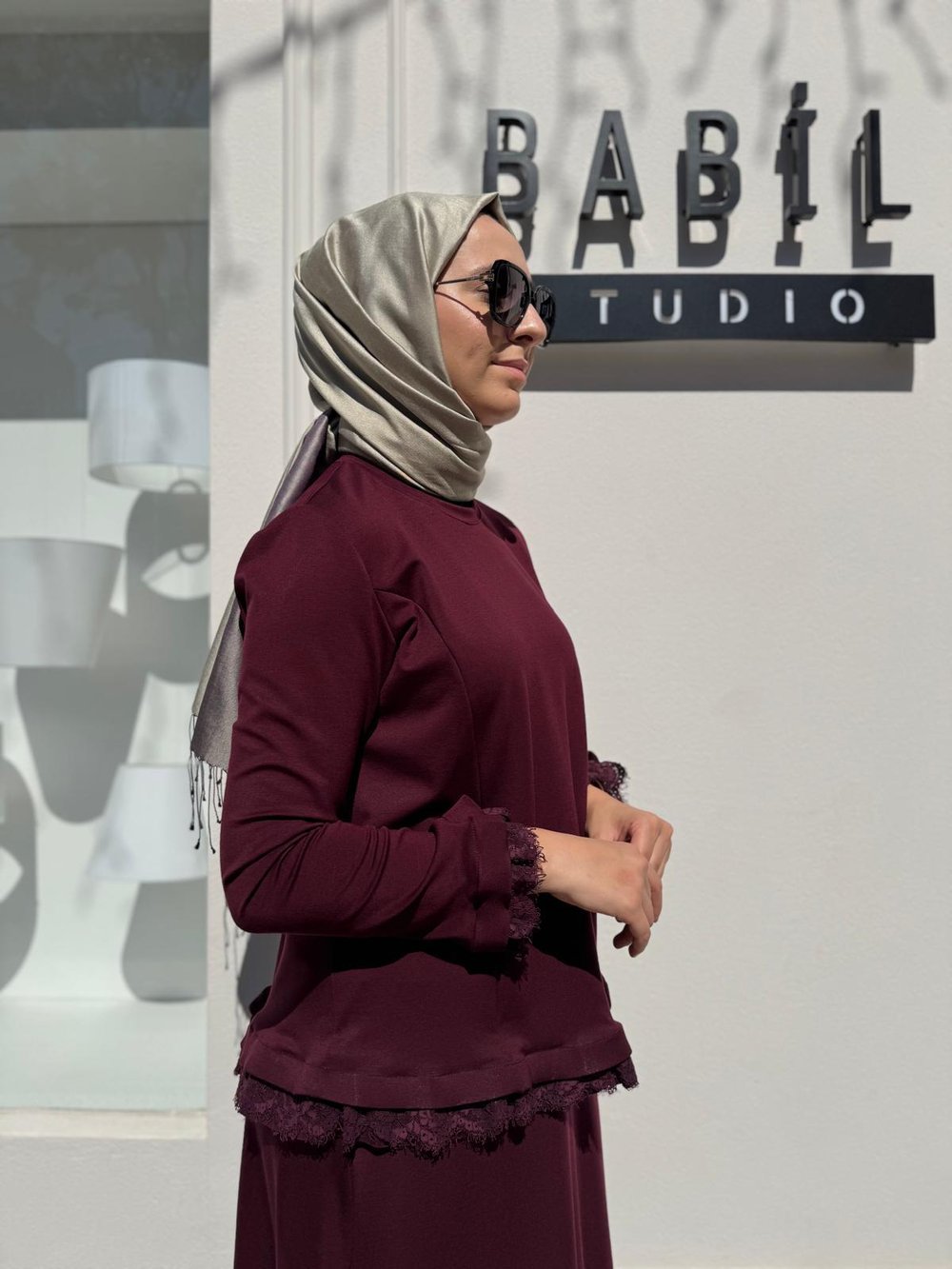 38004 Dantel Detaylı Kadın Takım Bordo