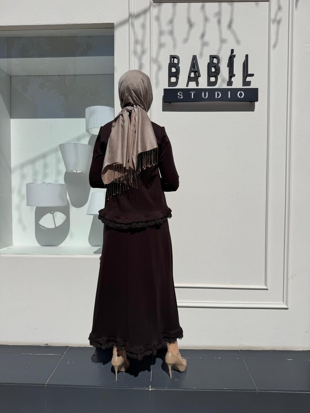 38004 Dantel Detaylı Kadın Takım Kahve
