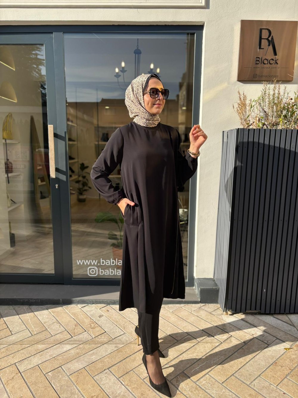 38028 Fermuar Detay Kadın Takım Siyah