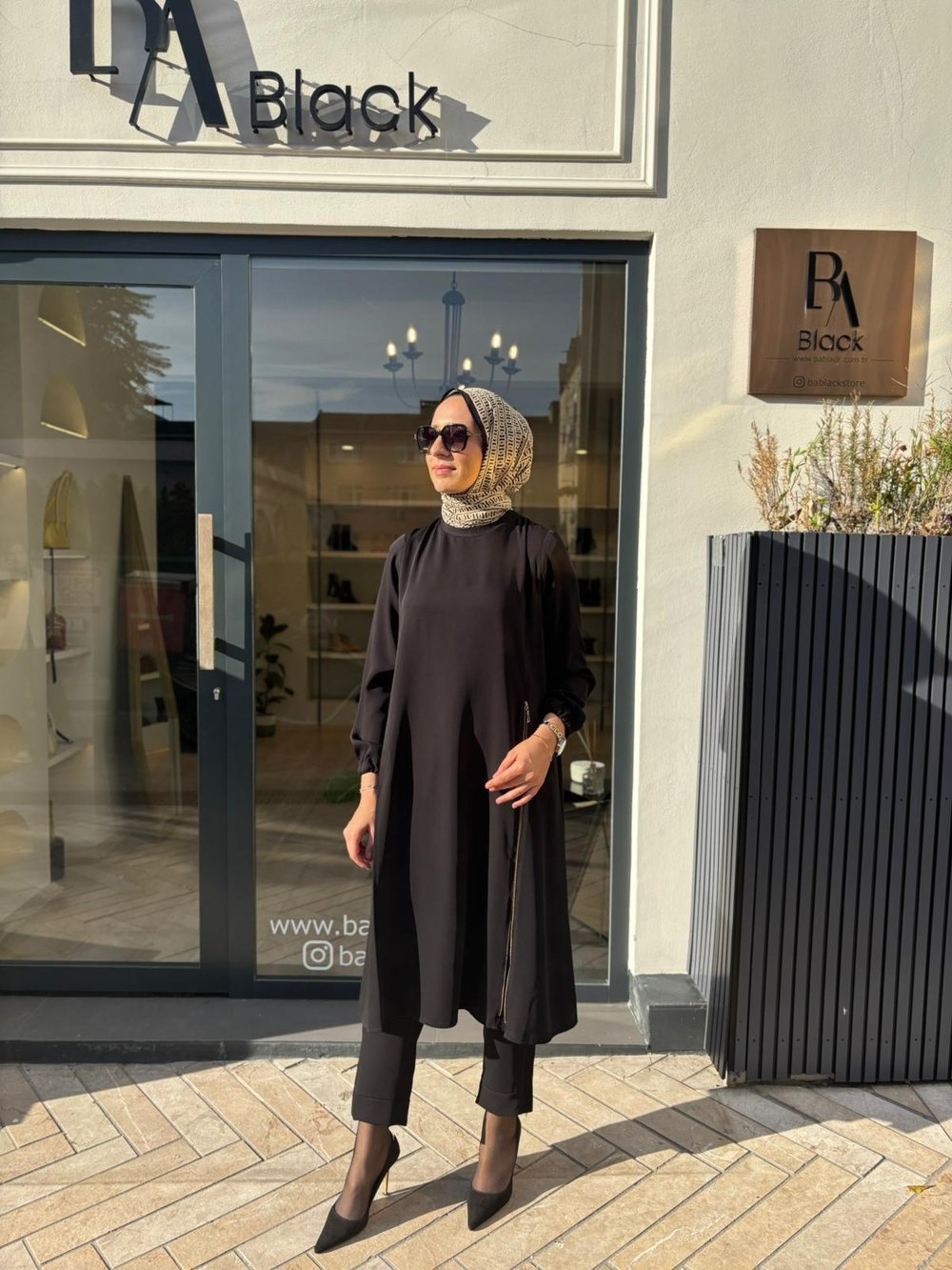 38028 Fermuar Detay Kadın Takım Siyah