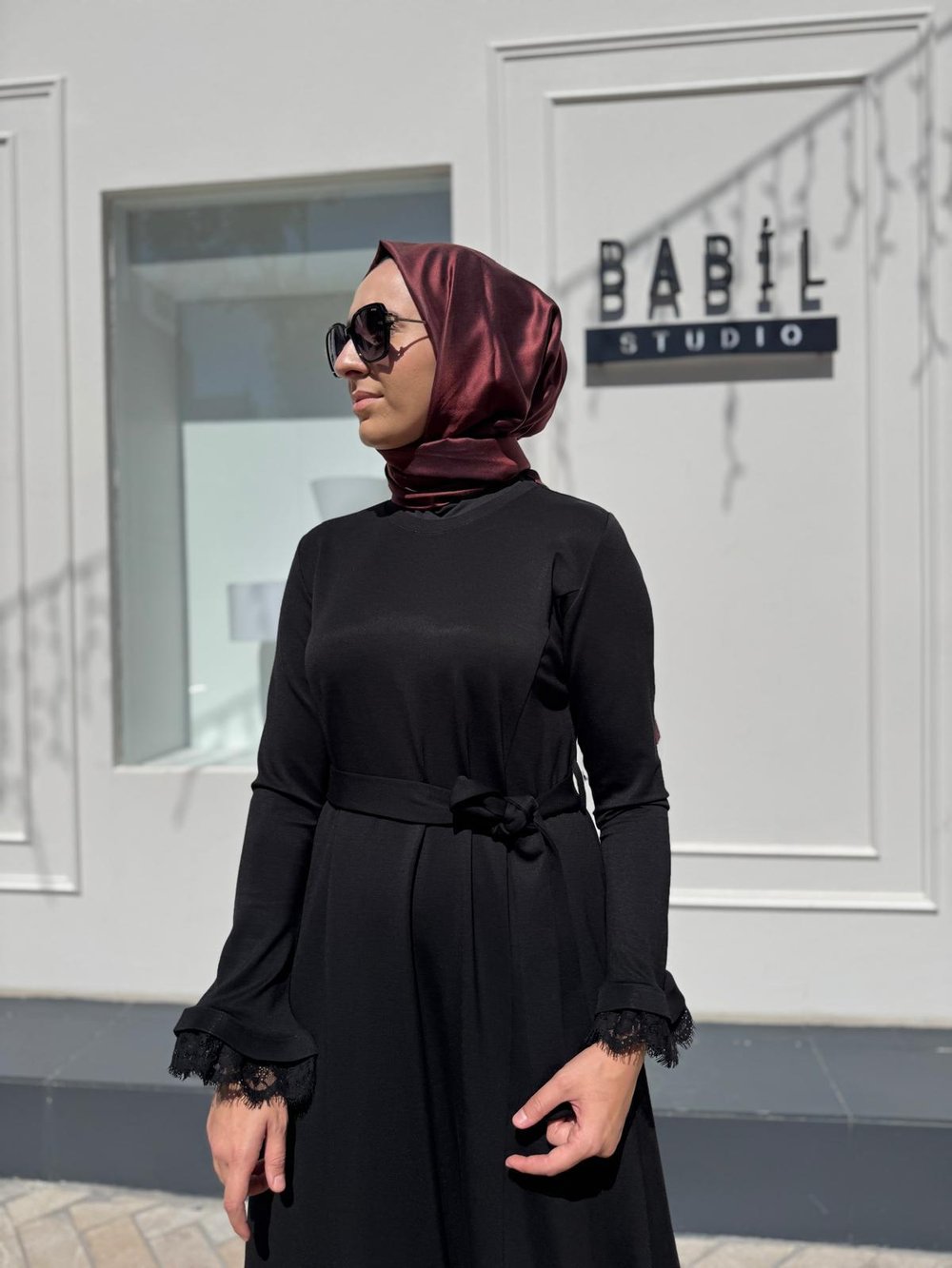 38823 Güpür Detaylı Kadın Elbise Siyah