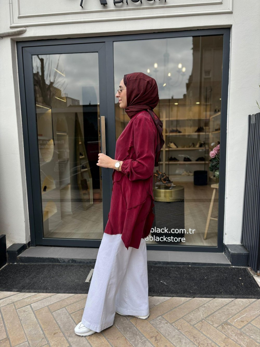 39017 Dikiş Detay Kadın Tunik Bordo