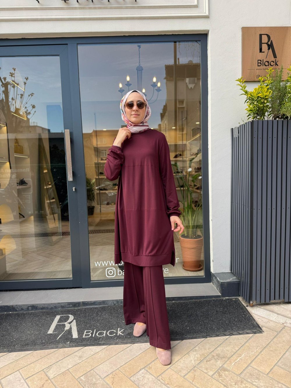 39030 Bisiklet Yaka Uzun Kadın Tunik Bordo