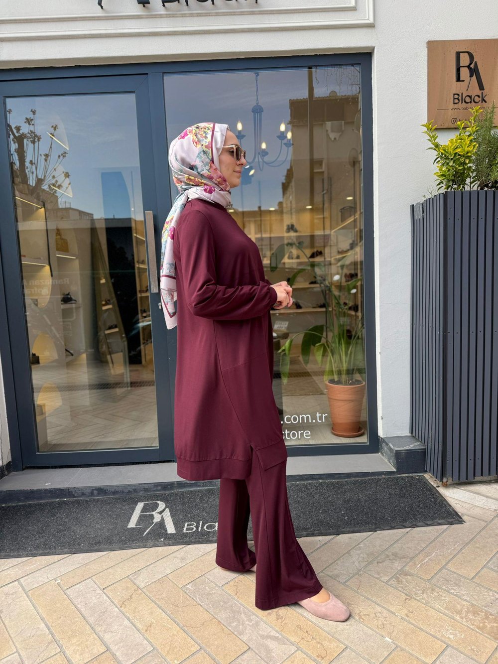 39030 Bisiklet Yaka Uzun Kadın Tunik Bordo
