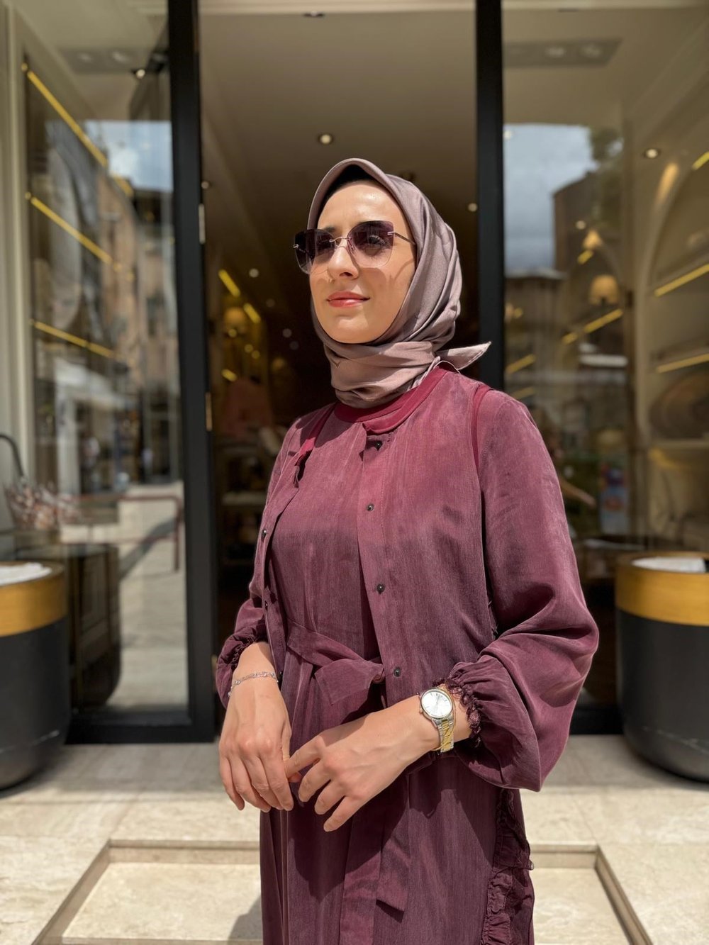39815 Yelekli Kadın Elbise Bordo