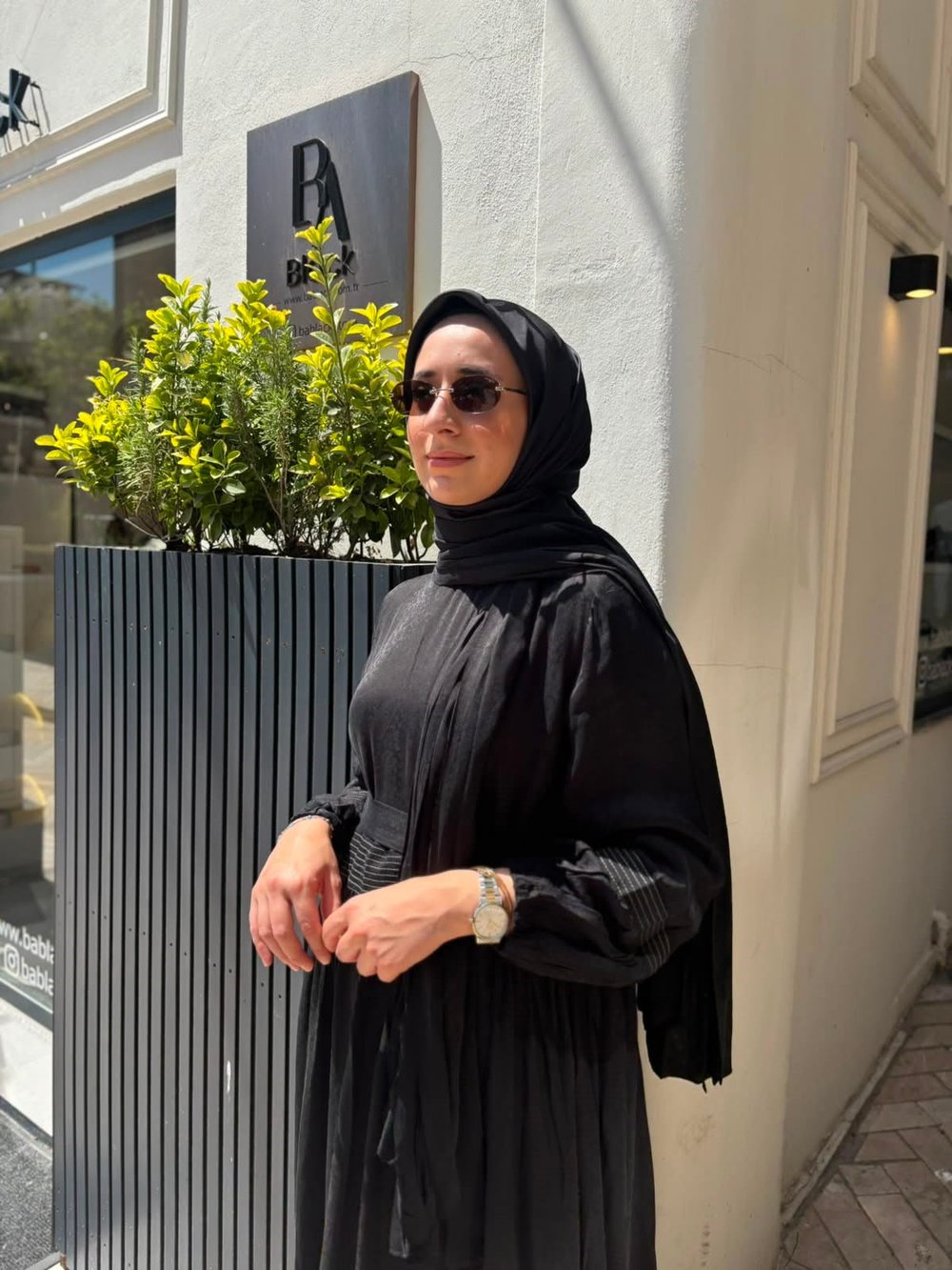 39824 Kendinden Desenli Kadın Elbise Siyah