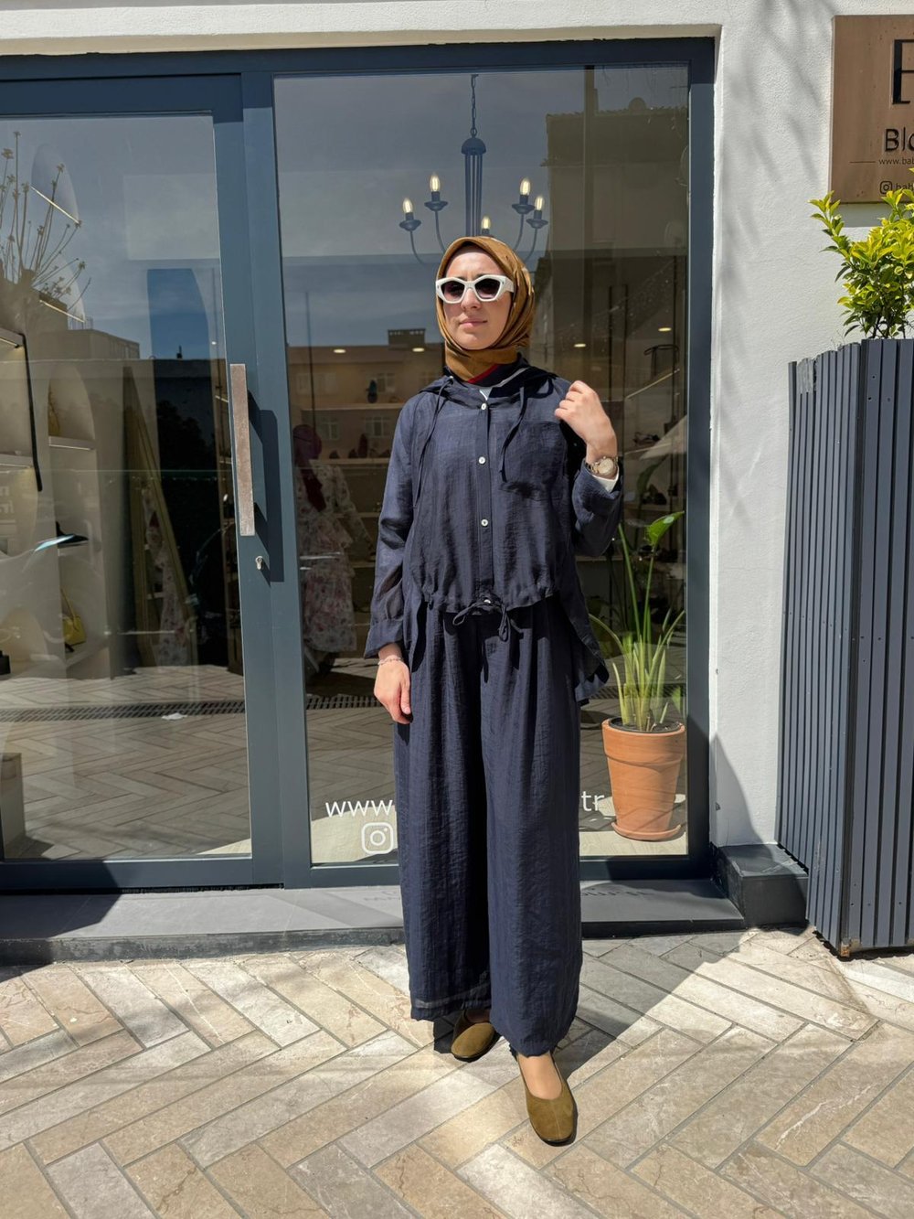 606123 Düğmeli Kadın Pantolon Lacivert