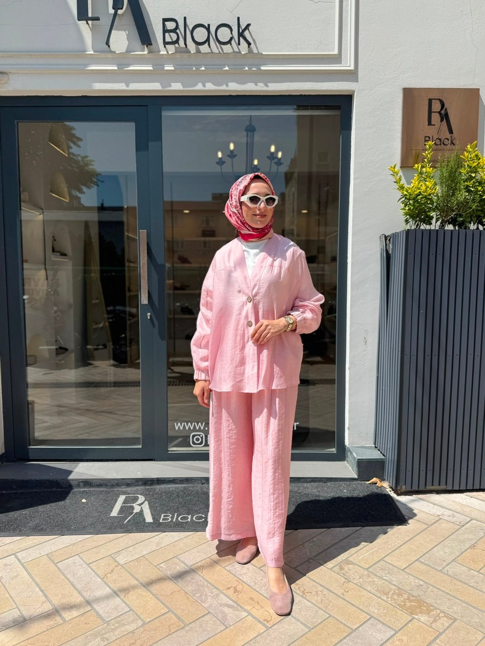 606123 Düğmeli Kadın Pantolon Pembe