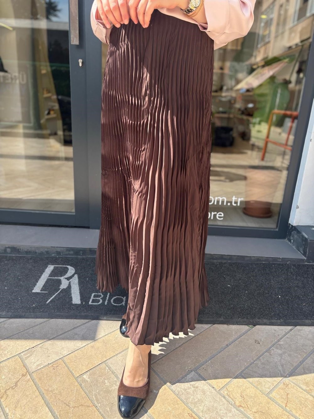 806476 Piliseli Kadın Etek Kahve