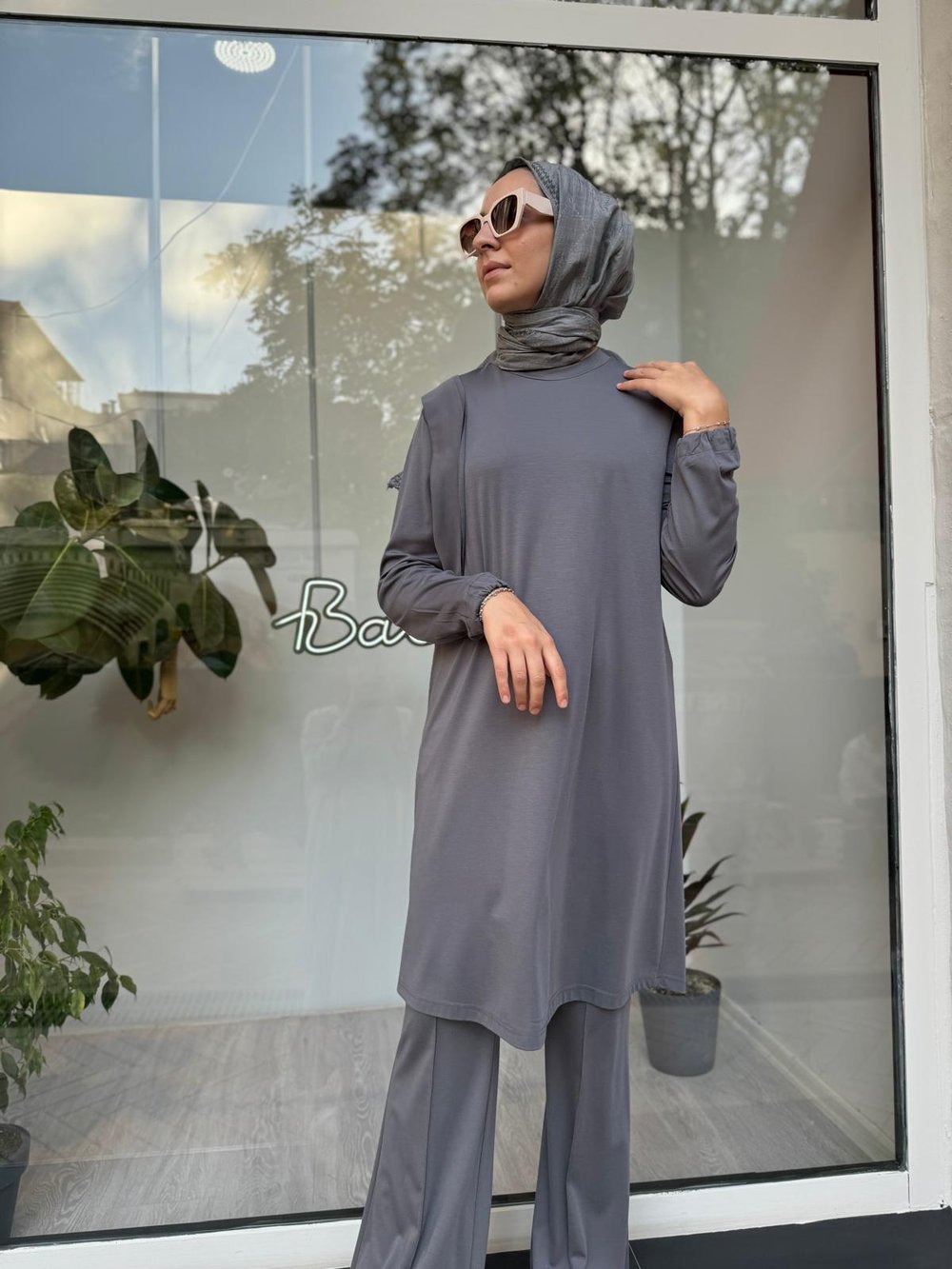 Bambu Kumaş Kadın Tunik Gri