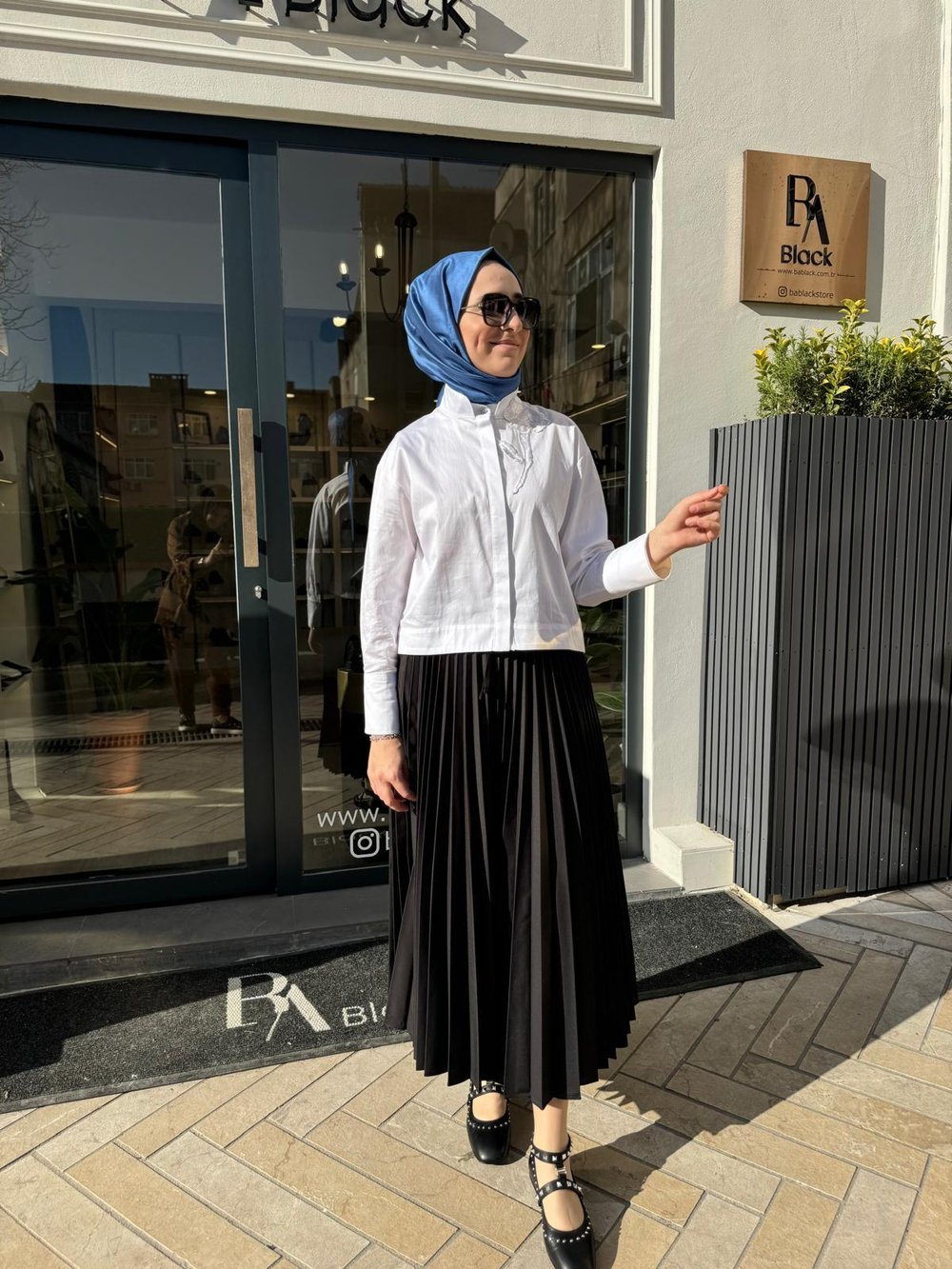 Brandi Kadın Beli Lastikli Pliseli Etek Siyah