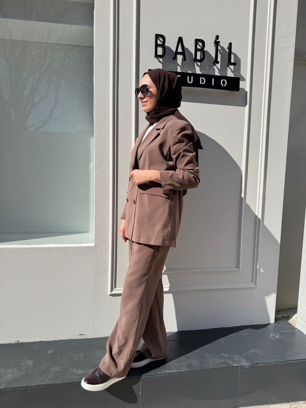 Çİft Düğmeli Blazer Kadın Ceket Kahve