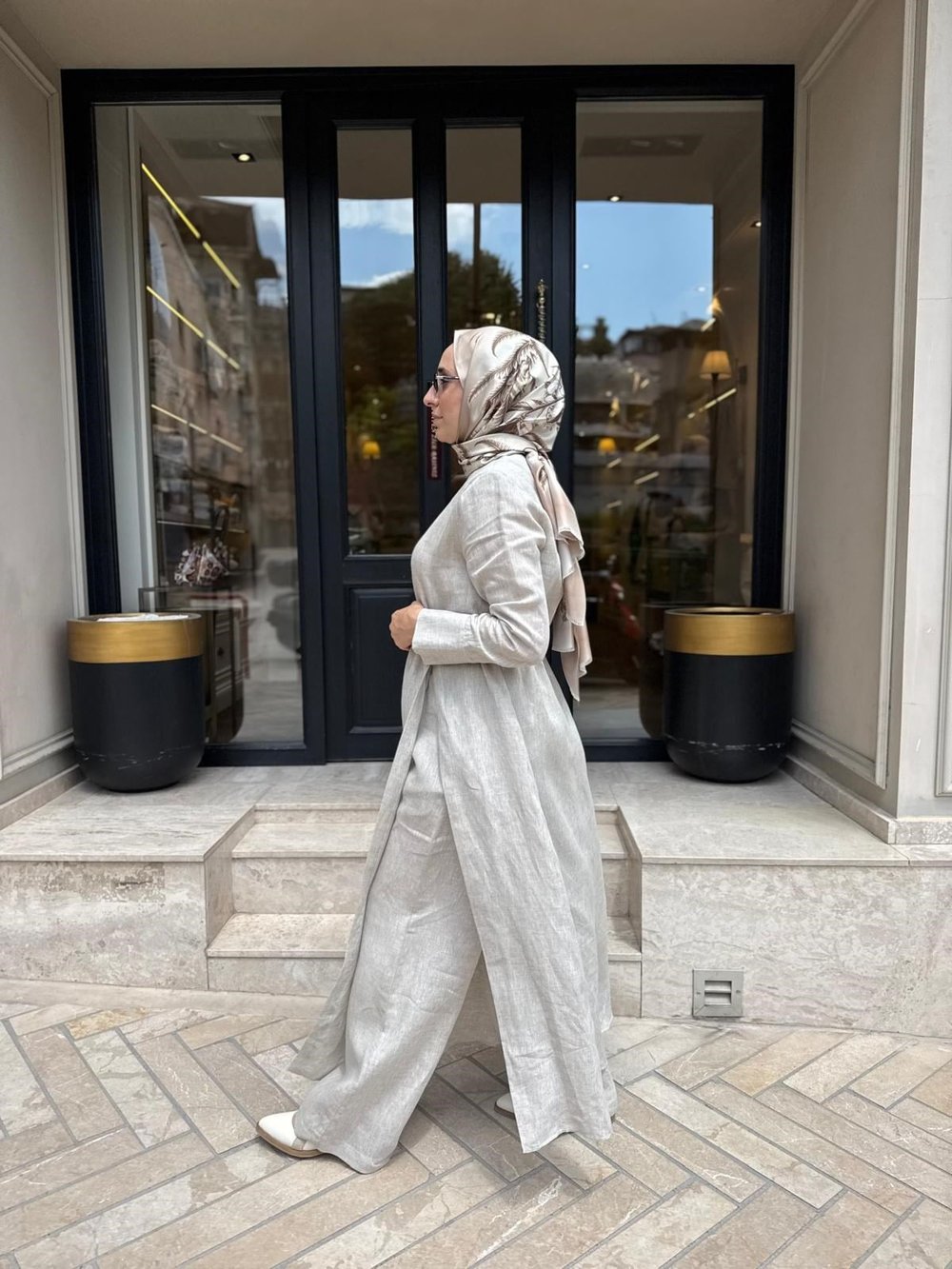 D97 Nila Keten Kadın Pantolonlu Takım NATURAL