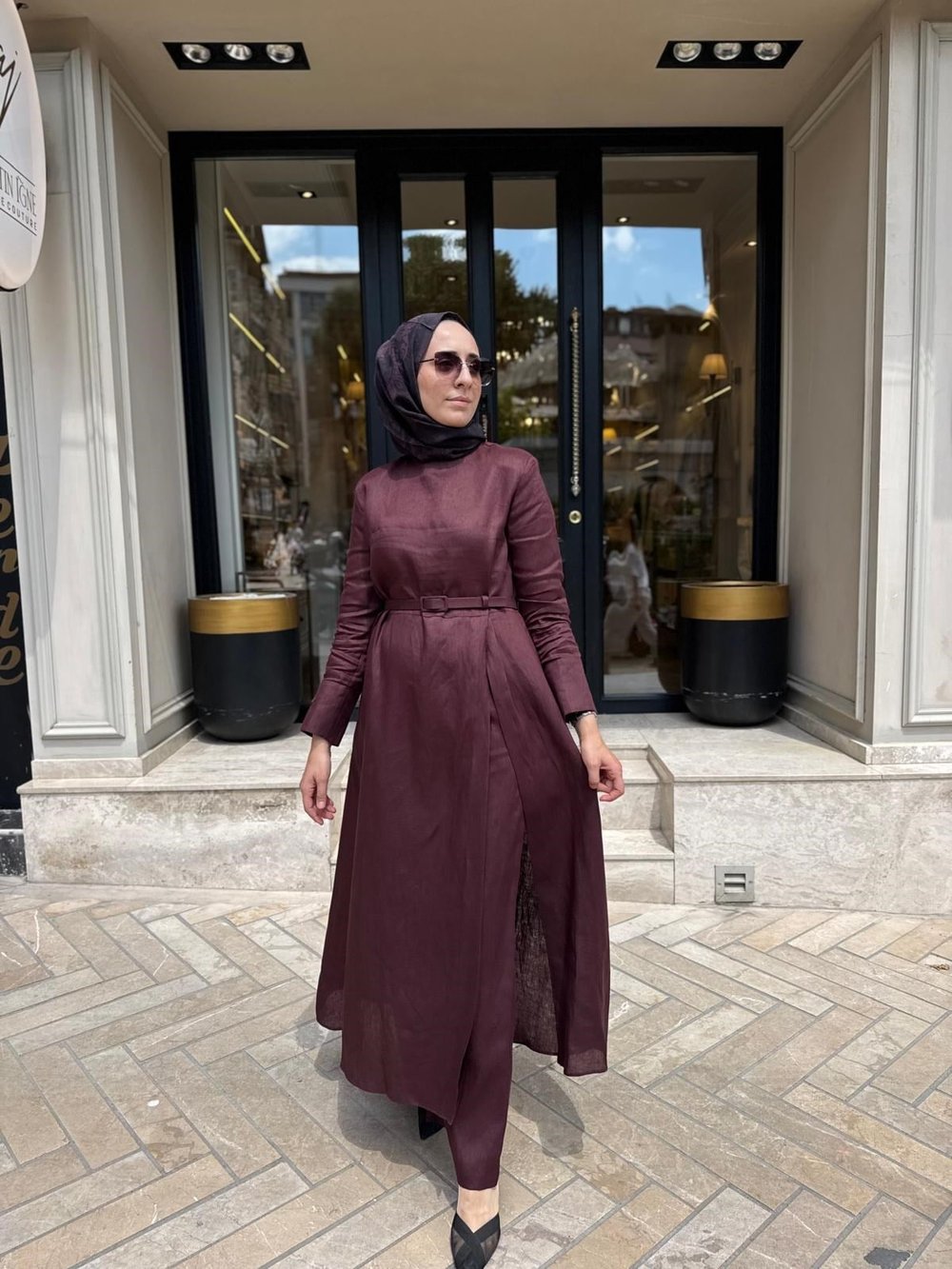 D97 Nila Keten Kadın Pantolonlu Takım Bordo