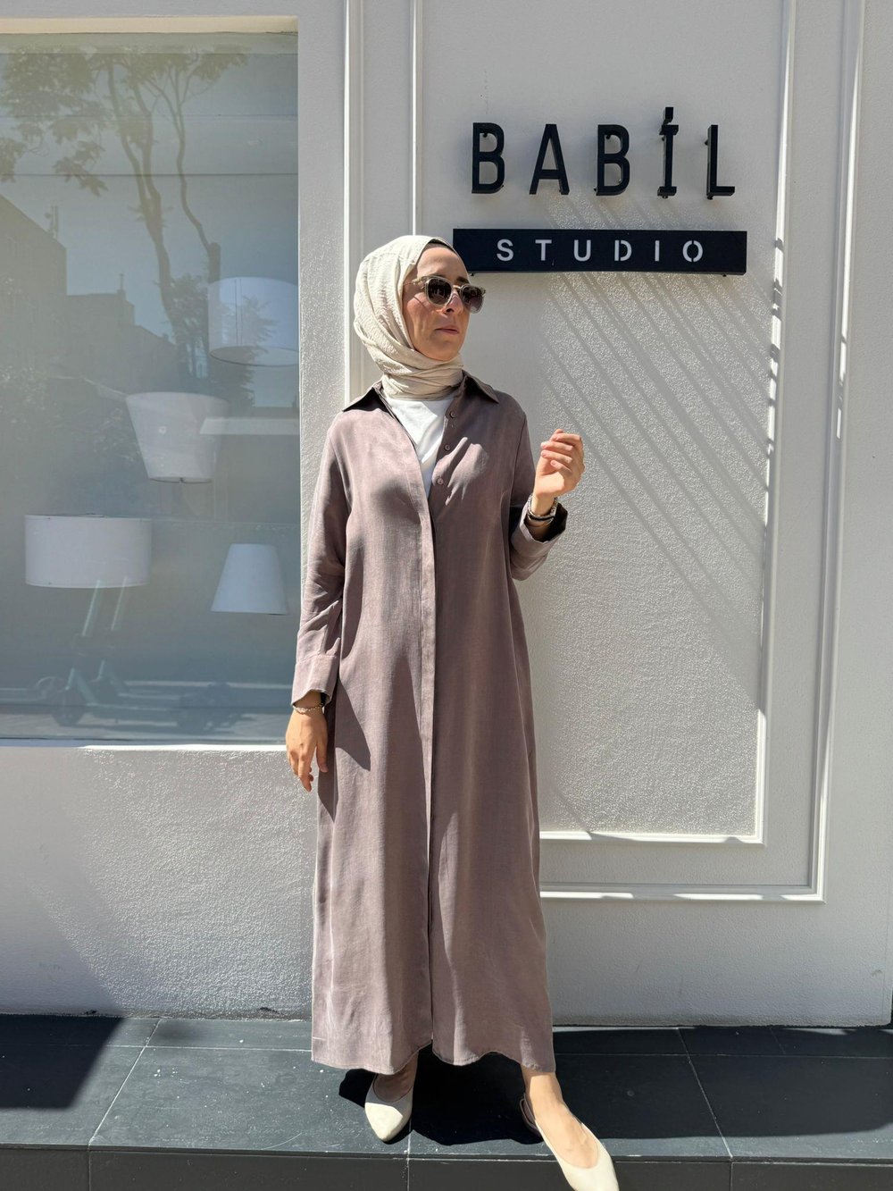 Düğmeli Taşlanmış Kadın Gömlek Elbise ETUP