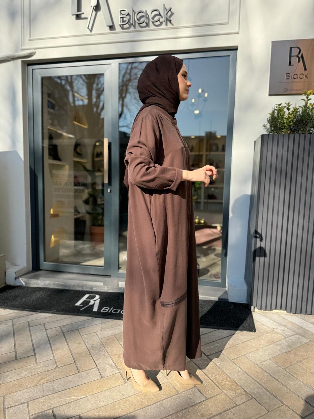 Fermuar Detaylı Kadın Kap Kahve