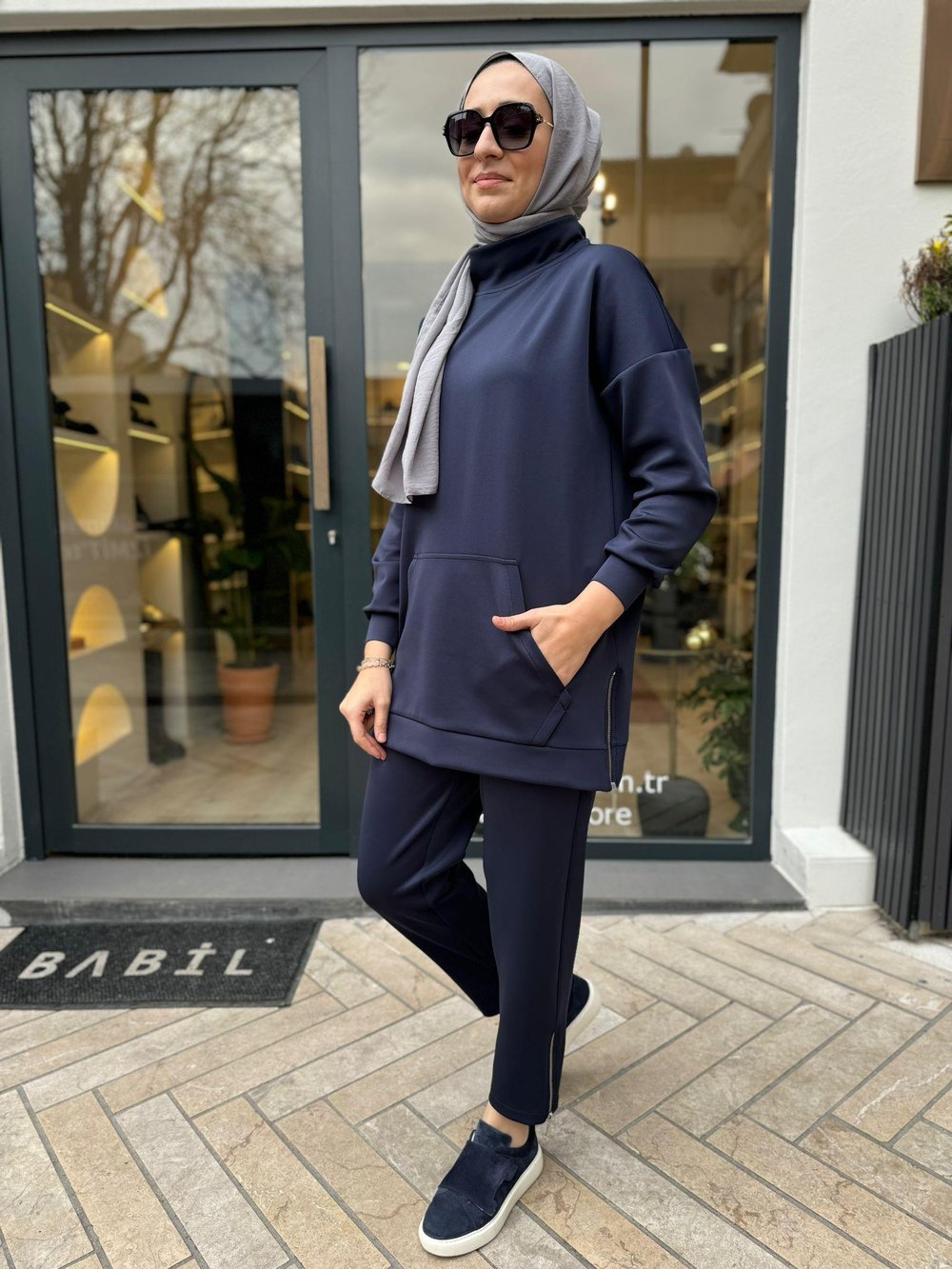 Fermuar Detaylı Kadın Takım Lacivert