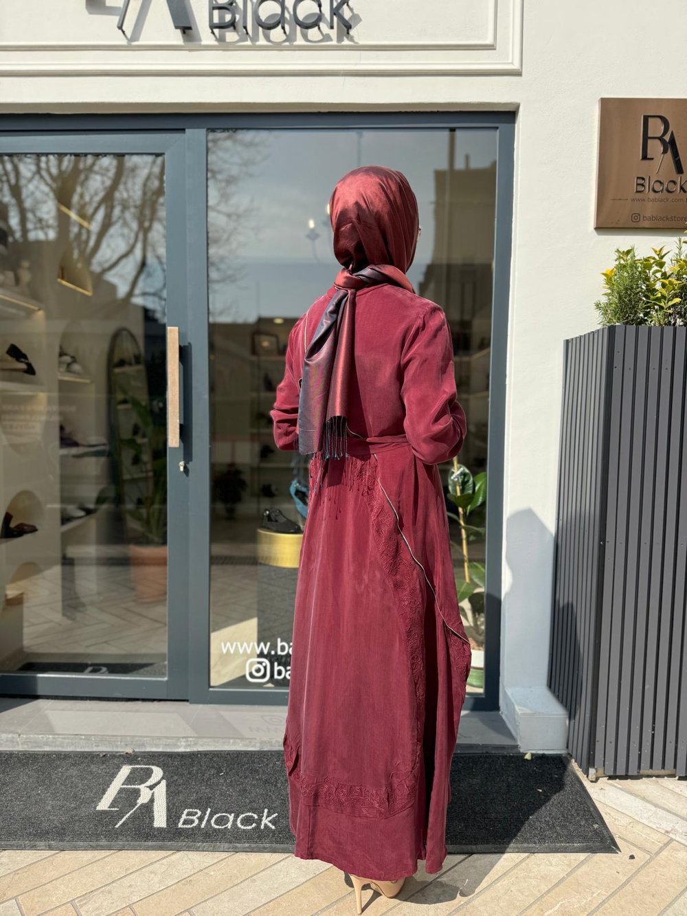 Güpür Fermuar Detaylı Kadın Elbise Bordo