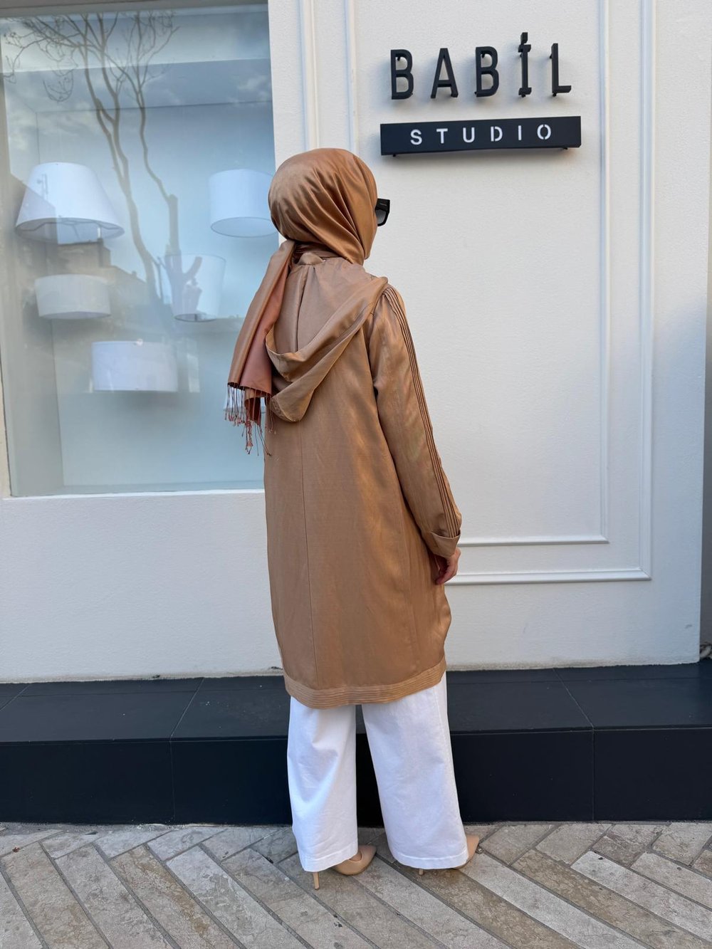 Kapüşonlu Ara Boy Kadın Kap Camel
